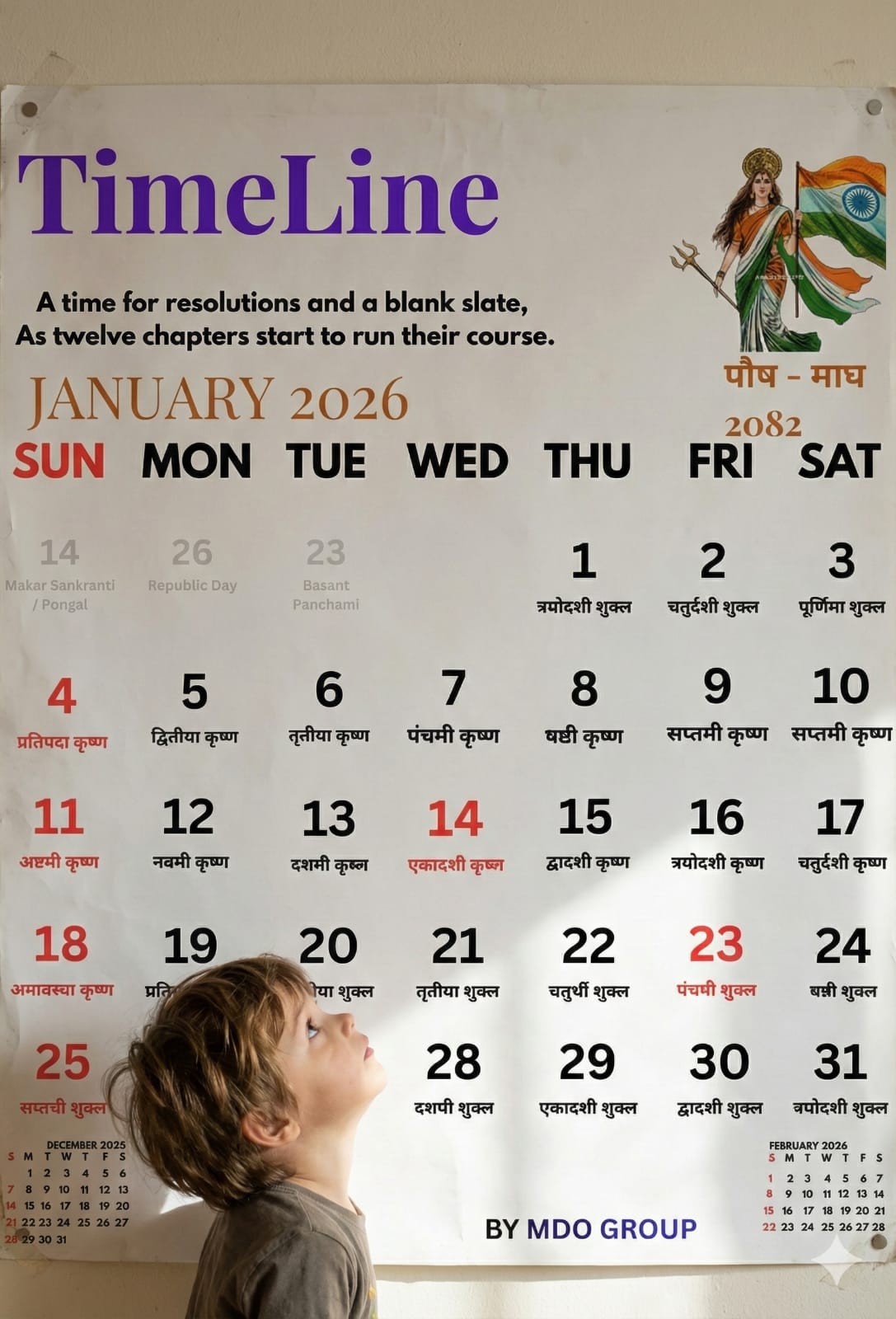 TimeLine Wall Calendar Classic Edition 12"×17" (Inches)